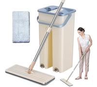 Flat Mop and Bucket Set - Innovative Separates Clean and Dirty Water | Mop Bucket Squeeze | MP | Hands-Free Mop Household Suitable for Floor Cleaning Work