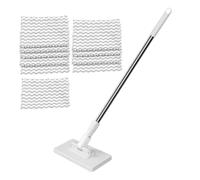 Flat Mop with Reusable Cloths, Mini Dusting Mop | 10 Washable Pads, Compact Size, Efficiently Cleans Floors, Walls & Corners, for Family Bathrooms, Toilets, Narrow Areas