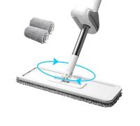 Flat Mop with Self Wringer Fast-Drying Microfiber Floor Mop 360° Rotating Spin with 2 Pads for Wet & Dry Hardwood, Laminate, Tile Cleaning
