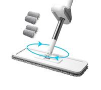 Flat Mop with Self Wringer Fast-Drying Microfiber Floor Mop 360° Rotating Spin with 4 Pads for Wet & Dry Hardwood, Laminate, Tile Cleaning..