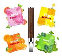 Flat-Mouth Air Device with Food-Grade 304 Stainless Steel Mouthpiece & Adjustable Airflow, 12pcs Refillable Cores in 4 Flavors - Sensory Fidget Device for Stress Relief & Habit Support (Brown)