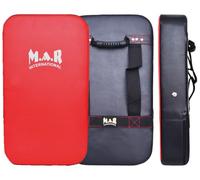 Flat Muay Thai Boxing Pads Striking Shield, for Mixed Martial Arts Training, MMA Coaching, Kickboxing Karate Taekwondo, Strength & Conditioning Kick Shield, Hook Kick & Jab - Red/Black