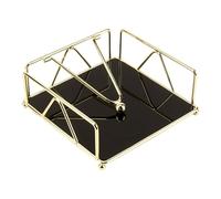 Flat Napkin Holder with Weighted Arm and Acrylic Base, Metal Paper Napkin Dispenser Stand for Kitchen, Dining Table, Party, Gold