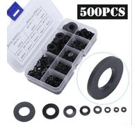 Flat nylon rubber O ring gasket kit 500 pcs M2 to M10 sizes for fastener wear resistance and hose sealing in household and commercial use