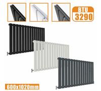Flat Panel 1 Column Horizontal Designer Radiator In Matte White - 600mm X 1020mm