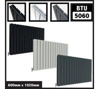 Flat Panel 2 Column Horizontal Designer Radiator In Matte Anthracite - 600mm X 1020mm