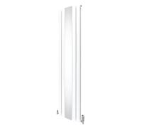 Flat Panel Radiator with Mirror 1800mm x 425mm & TRV Chrome Valves Designer Double Column Vertical White Carbon Steel Wall Mounted Kitchen Living Room Cleaning Brush Fixing Kit & Brackets