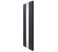 Flat Panel Radiator With Mirror 1800mm x 565mm Modern Designer Double Column Vertical Heater Matt Anthracite Grey Carbon Steel Wall Mounted Kitchen Living Room Cleaning Brush Fixing Kit & Brackets Gre