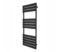 Vertical Towel Radiator Designer Flat Panel 1200mm x 450mm Bathroom Heated Rail Matt Black Central Heating Ladder Heater Wall Mounted Carbon Steel FREE Cleaning Brush Fixing Kit & Brackets