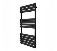 Vertical Towel Radiator Designer Flat Panel 1200mm x 600mm Bathroom Heated Rail Matt Black Central Heating Ladder Heater Wall Mounted Carbon Steel FREE Cleaning Brush Fixing Kit & Brackets