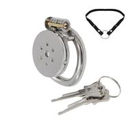 Flat Penis Cage Inverted Chastity Cage Hollow Chastity Lock with Auxiliary Belt Sex Toy Male Metal Beginner Device Penis Ring for Prevent Erection Bondage for Men(NB-2,GZ1-45mm)