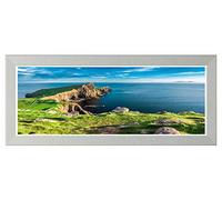Flat Photo Frames Panoramic Picture Framers Real Wood Poster Frames Silver 35cm x 90cm Acrylic Glass Wall Decoration Frames