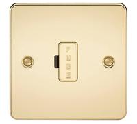 FLAT PLATE 13A FUSED SPUR UNIT - POLISHED BRASS
