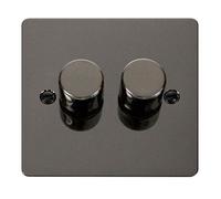 Flat Plate Black Nickel 2 Gang 2 Way Led 100W Trailing Edge Dimmer Light Switch - Se Home