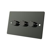 Flat Plate Black Nickel 3 Gang Dimmer 400W - 10 Amp Triple 3-Gang 2 Way 400W Light Dimmer Switch