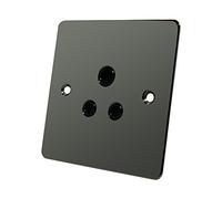 Flat Plate Black Nickel Round Pin 5 Amp Socket - 5A 1-Gang Round Pin Unswitched Plug Socket