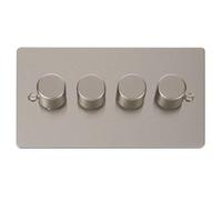 Flat Plate Pearl Nickel 4 Gang 2 Way Led 100W Trailing Edge Dimmer Light Switch. - Se Home