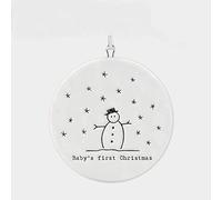 Flat Porcelain Bauble - Baby's First Christmas Hanging Ornament