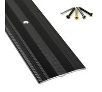 Flat-Profile Threshold Transition Strip with mounting Holes/Screws Aluminum Floor Transition Strip for Door Threshold and Joining Flooring Gaps of Laminate Planks Tile(Black,1pcs 90cm/3ft)