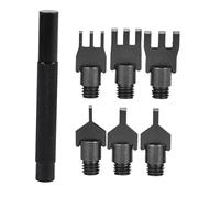 Flat Prong Chisel, Carbon Steel Leather Spacing Hole Punch, DIY Carving Belt Punching Tool with 6 Interchangeable Heads, High Hardness Wear Resistance for Leather Craft, Woodworkin
