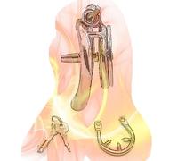 Flat Protection Cage with Small Rod and Anti-Off Ring, Stainless Steel Disguise Device for Sissy Men Cross-Dressing Role Play - HA10 (A:Metal Rod, 50mm Curved Ring)