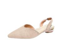 Flat Pumps Women's Elegant Sandals Women's Slingback Festive Strappy Sandals Open Toe Sandals Comfortable Business Shoes Classic Clip Pumps Lace Summer Shoes Wear Resistant Dance Shoes, beige, 8.5 UK