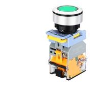 Flat Push Button Switch Waterproof 30mm Self Reset Locking Momentary Latching Green Switch Light 110V, 220V, 48v, 36V(SELF-RESET_1NO1NC_110V)