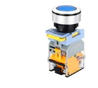 Flat Push Button Switch Waterproof Blue with Light 30mm Self Reset Locking Momentary Latching Blue Switch Light 380V, 6V, 12V, 24V(SELF-RESET_2NO2NC_6V)