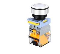 Flat Push Button Switch Waterproof White with Light 30mm Self Reset Locking Momentary Latching White Switch Light 110V, 220V, 48v, 36V(LOCKING_1NO1NC_220V)