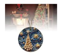 Flat Quilling Christmas Ornaments,3D Look Non-Textured Christmas Ornaments,Christmas Tree Round Ornaments,Funny Flat Quilling Christmas Tree Ornaments, Hanging Ornament (A)