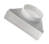 Flat Rectangular to Round Duct Connector, 90 Degree, 220mm x 55mm to 125mm, White Plastic Ventilation Elbow for Extractor Fans, Ventilation System