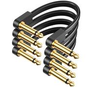 Flat Ribbon S-Shape Guitar Patch Cables 10cm (4 Inch) 4-Pack, Kevlar-Reinforced, Gold-Plated Built-to-Last Noiseless Quad-Layer Shielded, Guitar Pedal Cables for BOSS MXR EBS Behringer Donner Pedal