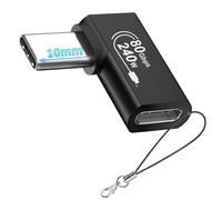 Flat Right Angle 90 Degree USB-C Male 10mm Tip to USB-C Female Adapter, Support 240W PD & 80Gbps Sync & 8K Video for iPhone 17 16 15 Series, Laptops Rugged Phones, Device with Deep Recessed Port