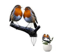 Flat Robin Acrylic Garden Stakes Decorative Outdoor Sign, Creative Design Garden Stakes Decorative Accent for Pathway and Lawn, Vibrant Yard Outdoor Decor Piece with Robin Bird Ornaments Display