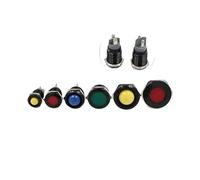 Flat Round Head Black IP67 Metal LED Warning Indicator Light Signal Lamp 3V 5V 12V 24V 110V 220V Red Blue(Blue,19MM_5V)