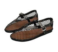 Flat Sandals For Women Mesh Ballet Sandals Plain Mary Jane Sandal Strap Buckle Sandal Trendy Hotter Shoe Cut Out Walking Shoes Casual Dance Shoes Summer Outdoor Shoe Size 4-7.5