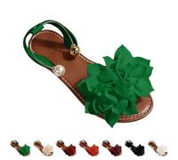 Flat Sandals For Women Wide Fit,Floral Sandals For Women Pearl Ankle Strap Sandal Breathable Open Toe Slides With 3D Flower Appliqué Lightweight Non-Slip Summer Shoes For Bride Prom Party