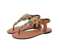 Flat Sandals For Women Wide Fit,Thong Sandals For Women With Elastic Ankle Strap Open Toe Breathable Comfort Bohemian Sandals Non-Slip Lightweight Summer Shoes For Indoor Outdoor Beach Daily