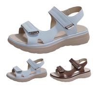 Flat Sandals Women's Elegant Trekking Sandals Women's Summer Leather PU Shoes Adjustable Lightweight Summer Shoes Non-Slip Slingback Hiking Shoes with Straps Open Shoes Sporty Sandals, blue, 8.5 UK