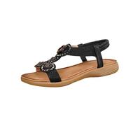 Flat Sandals Women's Summer Large Size Bohemia Sandals with Soft Foot Bed Toe Separator Elegant Flat Sandals with Rhinestone Beads Beach Shoes Beautiful Summer Shoes Lightweight Roman Shoes, black, 6