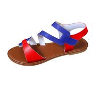 Flat Sandals Women's Summer Slippers Soft Leather Roman Sandals Lightweight Breathable Beach Shoes Non-Slip Sandals Open Toe Barefoot Elegant Casual Shoes for Indoor, Outdoor, Beach Holiday, red, 44