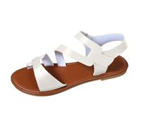 Flat Sandals Women's Summer Soft Leather Slippers Lightweight Breathable Roman Sandals Non-Slip Beach Shoes Barefoot Open Toe Sandals Elegant Casual Shoes for Indoor / Outdoor Use Beach Holidays