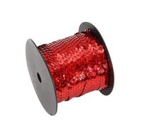 Flat Sequins Strip Trim, Sequin Trim 6mm Round Flat Ribbon Multicolor for Crafts Sewing 5-100 Yards(20 red,100 Yards)