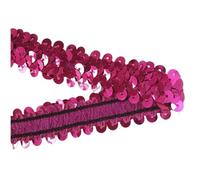 Flat Sequins Strip Trim, Sequin Trim Multicolor 2 cm Wide Yards Elastic(Rose Red)