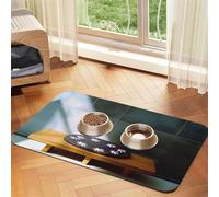 Flat Shaped Stone Relief Pet Feeding Mat Dog Cat Eating Food Absorbent Leather Tablecloth for and Water Bowl Waterproof No Stains Quick Dry Non-Slip 17.72 * 11.8IN