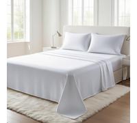 Flat Sheet 100% Egyptian Cotton, 200 Thread Count, Premium Hotel Quality Ultra Soft Bedding | Luxury Non-Iron, Wrinkle, Stain & Fade Resistant Top Sheet (White, King)