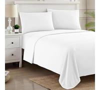 Flat Sheet Super King Size 100% Egyptian Cotton 200 Thread Count Super Soft Luxury Top Bed Sheet, White Hotel Quality Plain Bedding Sheet, Wrinkle & Fade Resistant