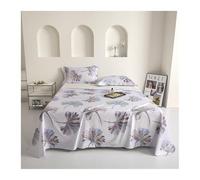 Flat Sheet Twin Queen King Geometric Flowers 120S Long-staple Cotton Top Sheet Hotel Luxury Extra Soft Bed Sheet(Flower F,245x250cm+48x74cm x2)