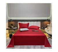 Flat Sheet Twin/Single Full Queen King Soft Luxury 100S Long Staple Cotton Satin Flat Sheet Breathable Hotel Bed Top Sheet,1 Piece(Red,245x265cm)