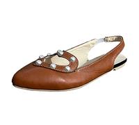 Flat Shoes for Women Size 4.5 Single Band Pointed Toe Shoes Casual Flat Love Elastic Women Pearl Sandals Women's Casual Shoes Work Heel Brown